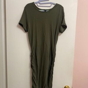Express Olive Green midi T-shirt dress